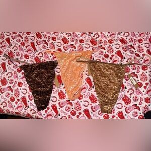 Skims Size 4X Bundle Velvet Logo T-String Thong Chestnut & Chai & Peach Panties